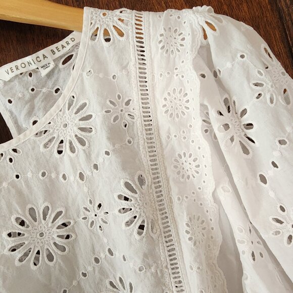 Veronica Beard Gale White Eyelet Top - Picture 7 of 16